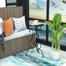 NAKUPE wrought-iron plant shelf stand offers three-point stability for confident display