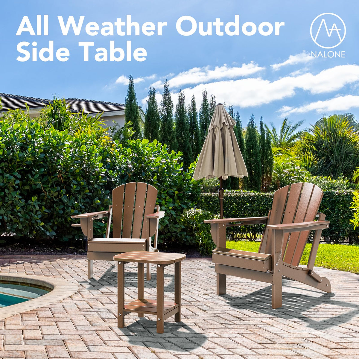 nalone Adirondack side table easy-clean surface wipes clean with a damp cloth.
