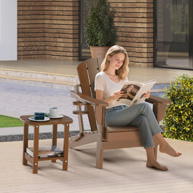 nalone Adirondack side table HDPE material withstands sun and rain.
