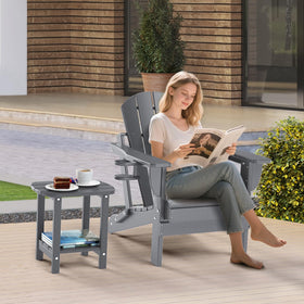 nalone Adirondack side table in two-tier design complementing chairs with accessible surface height