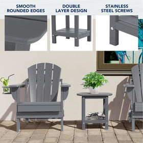 nalone Adirondack side table showing upper and lower shelves for organized outdoor essentials