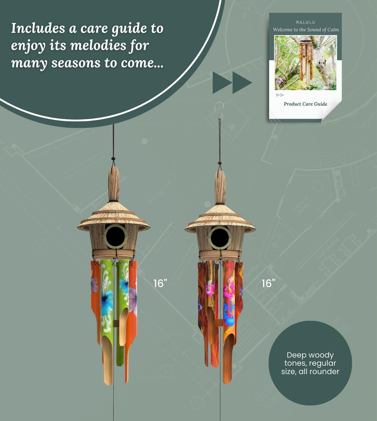 Nalulu wind chimes reinforced bamboo design maintains balanced melodies in breezes
