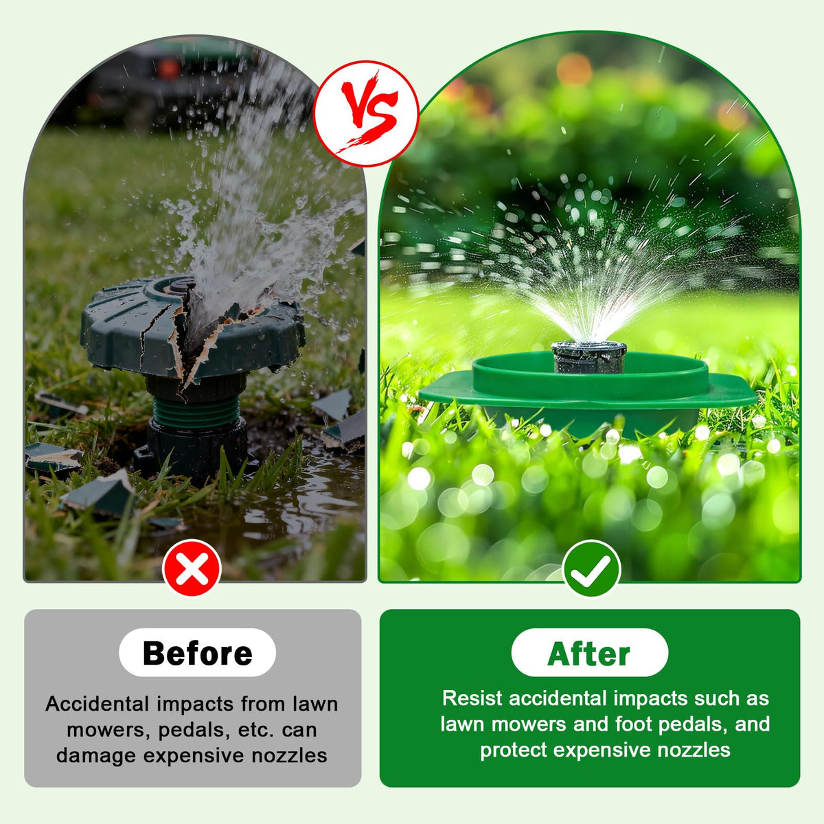 NamcheBarwa green sprinkler guard blends into lawn for a seamless look