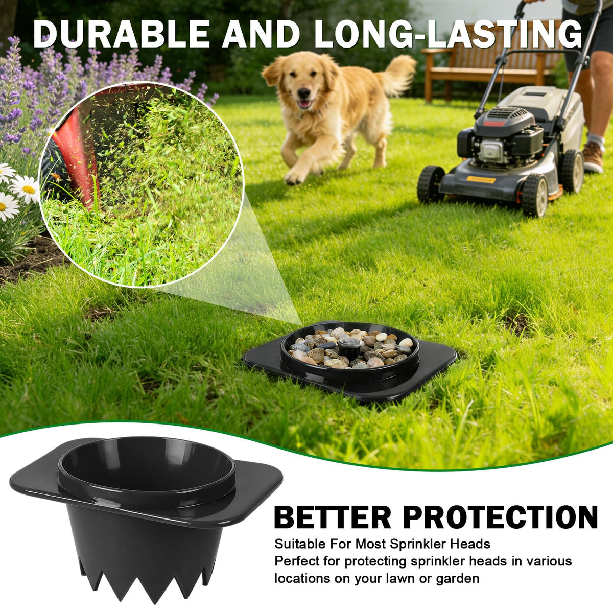 Protection from mower and foot traffic with NamcheBarwa sprinkler guard.