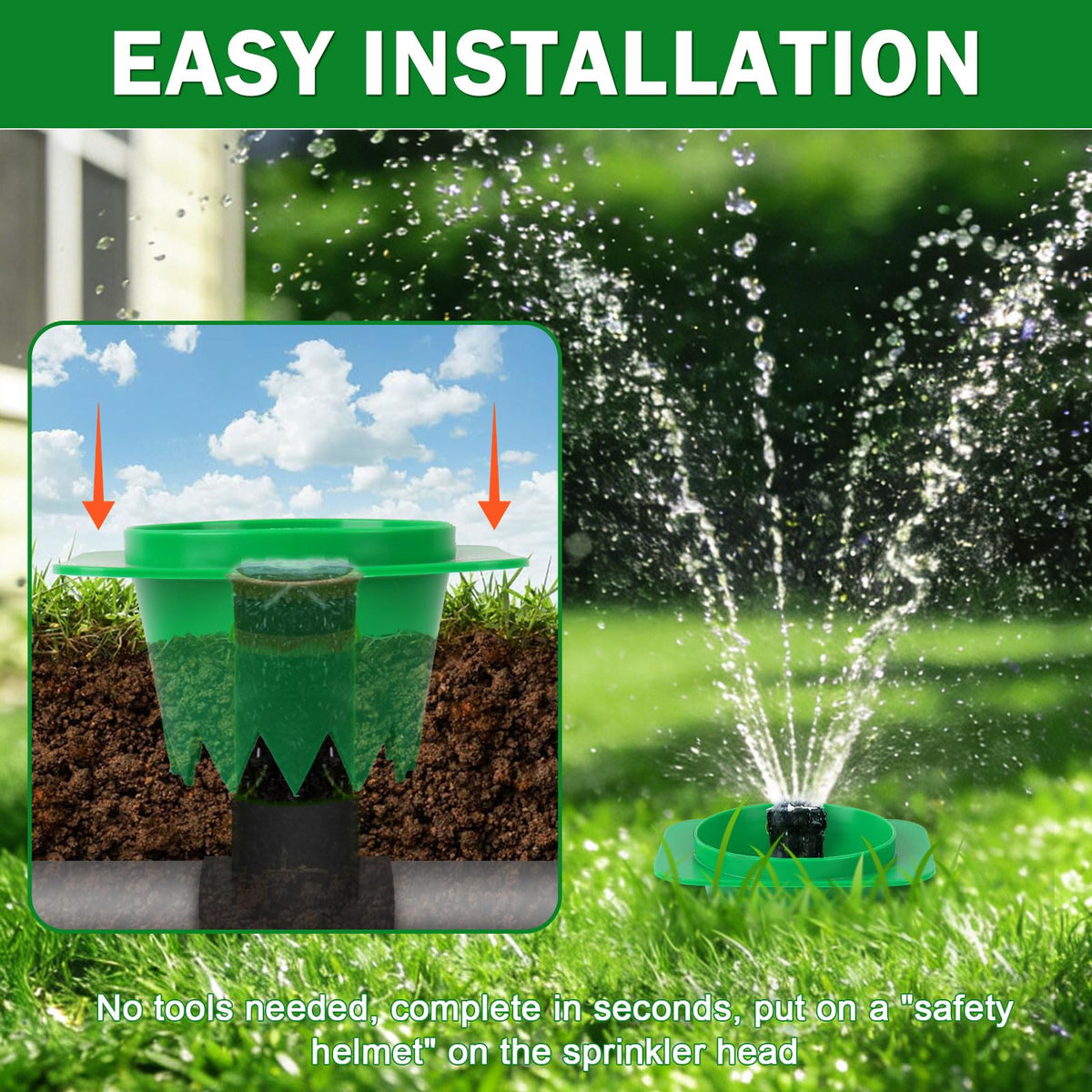 NamcheBarwa sprinkler guard demonstrates 3.3-inch height for stable soil anchoring