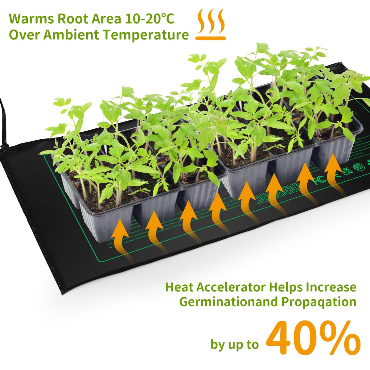 NAMOTEK heat mat features PET film insulation for steady warmth.