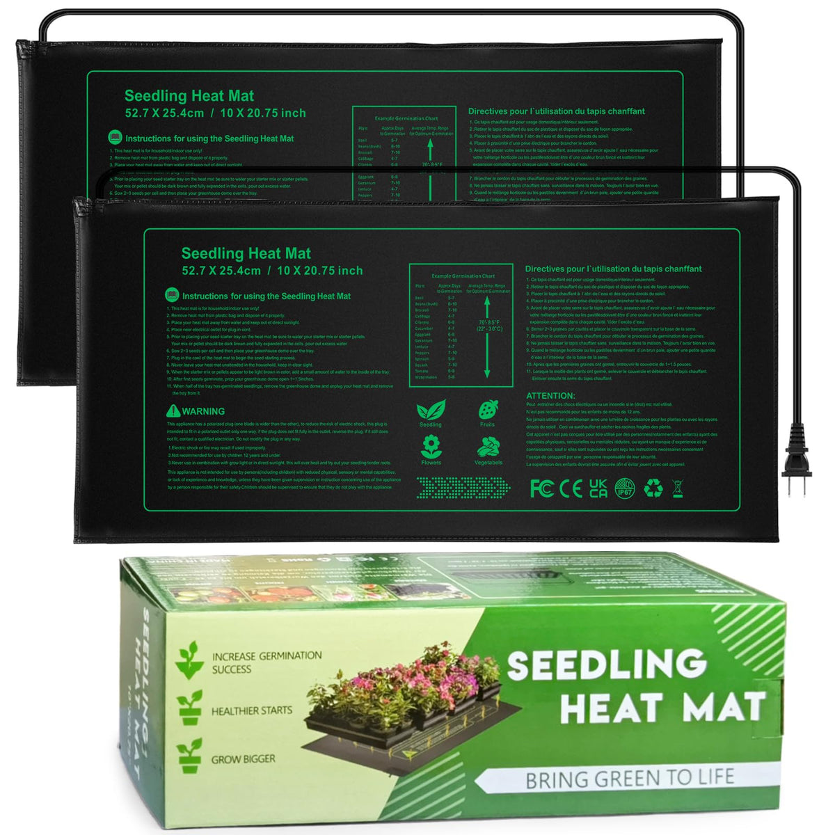 NAMOTEK seedling heat mat 10x20 setup promotes germination and warm roots.