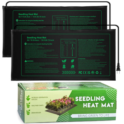 NAMOTEK seedling heat mat 10x20 setup promotes germination and warm roots.