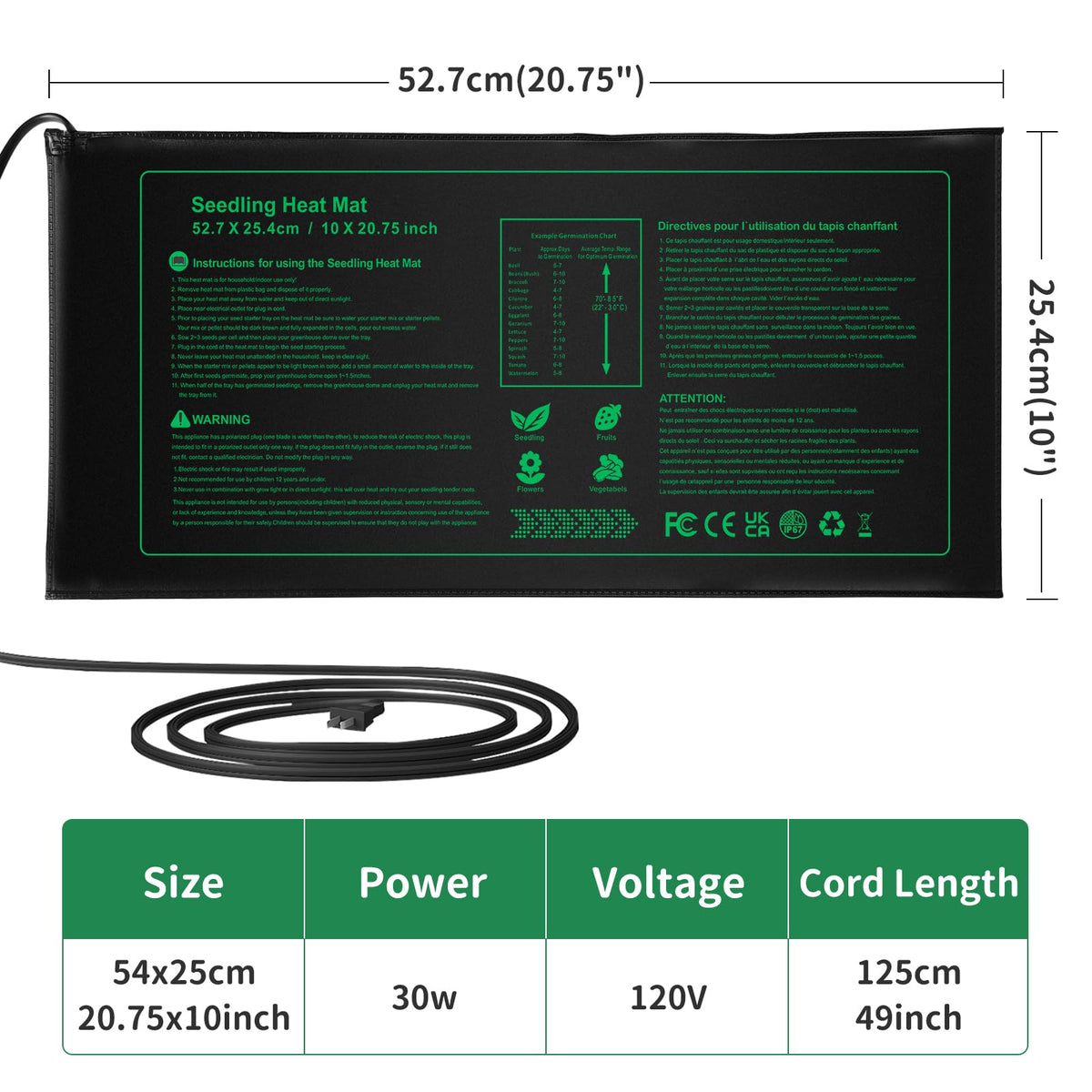 NAMOTEK Seedling Heat Mat under seedling tray for uniform heat