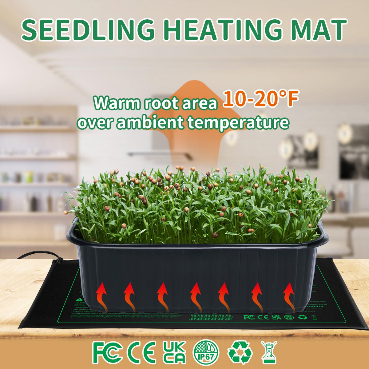 NAMOTEK Seedling Heat Mat demonstrates warmth diffusion in a tray