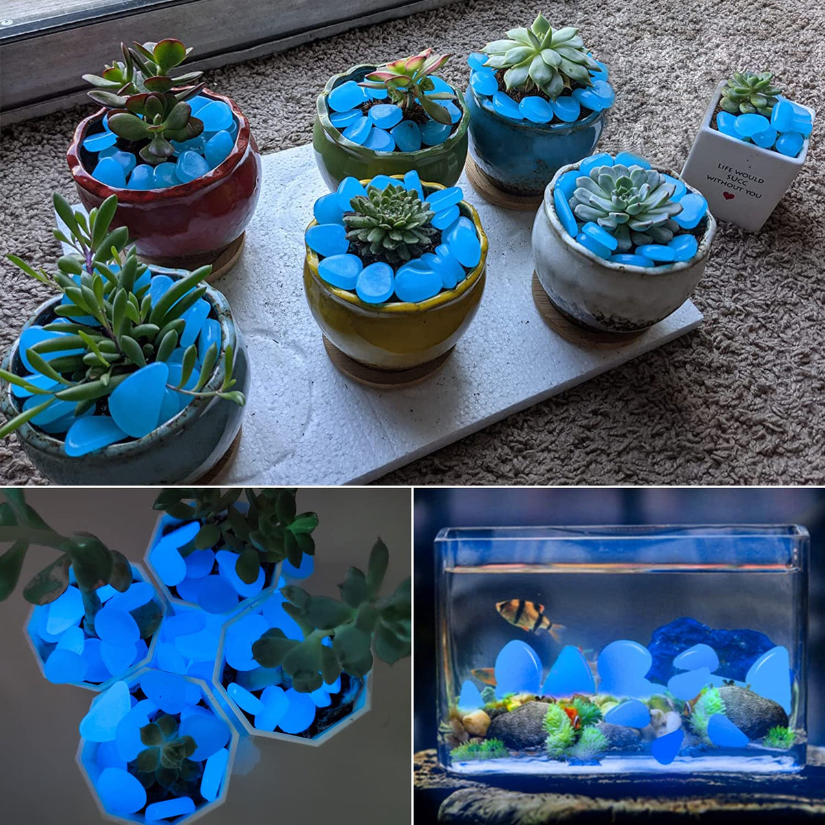 NAMTSO glow rocks blue glow brighten outdoor paths with decorative light.