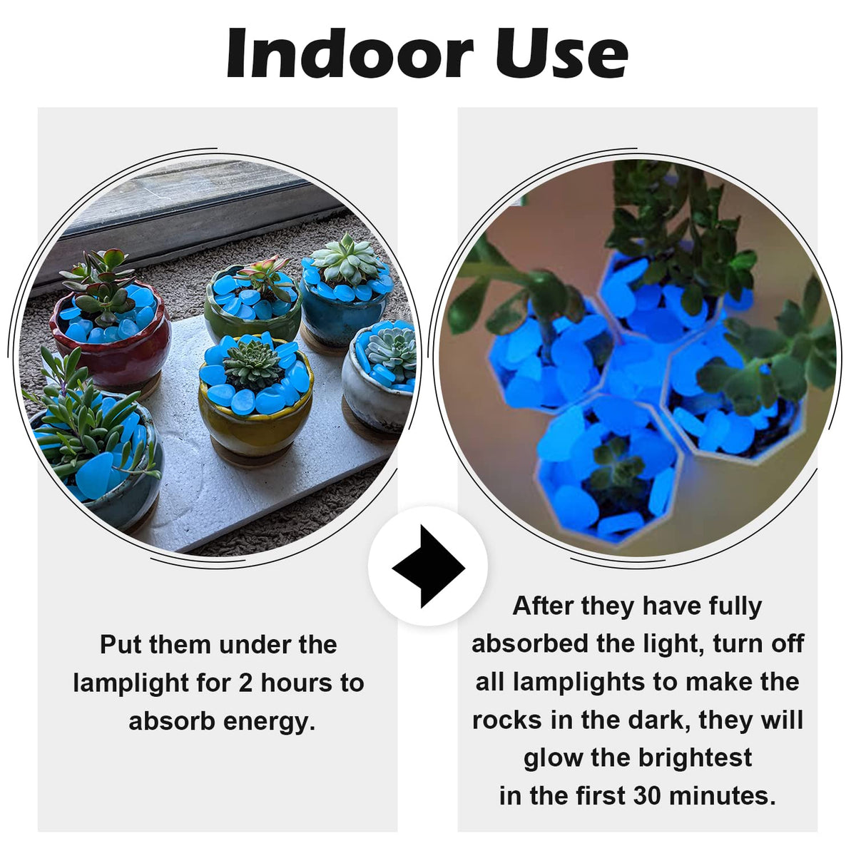 NAMTSO blue glow rocks enhance garden borders at night for safety and ambiance.