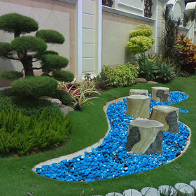 NAMTSO resin rocks glow evenly for a cohesive nighttime landscaping theme.
