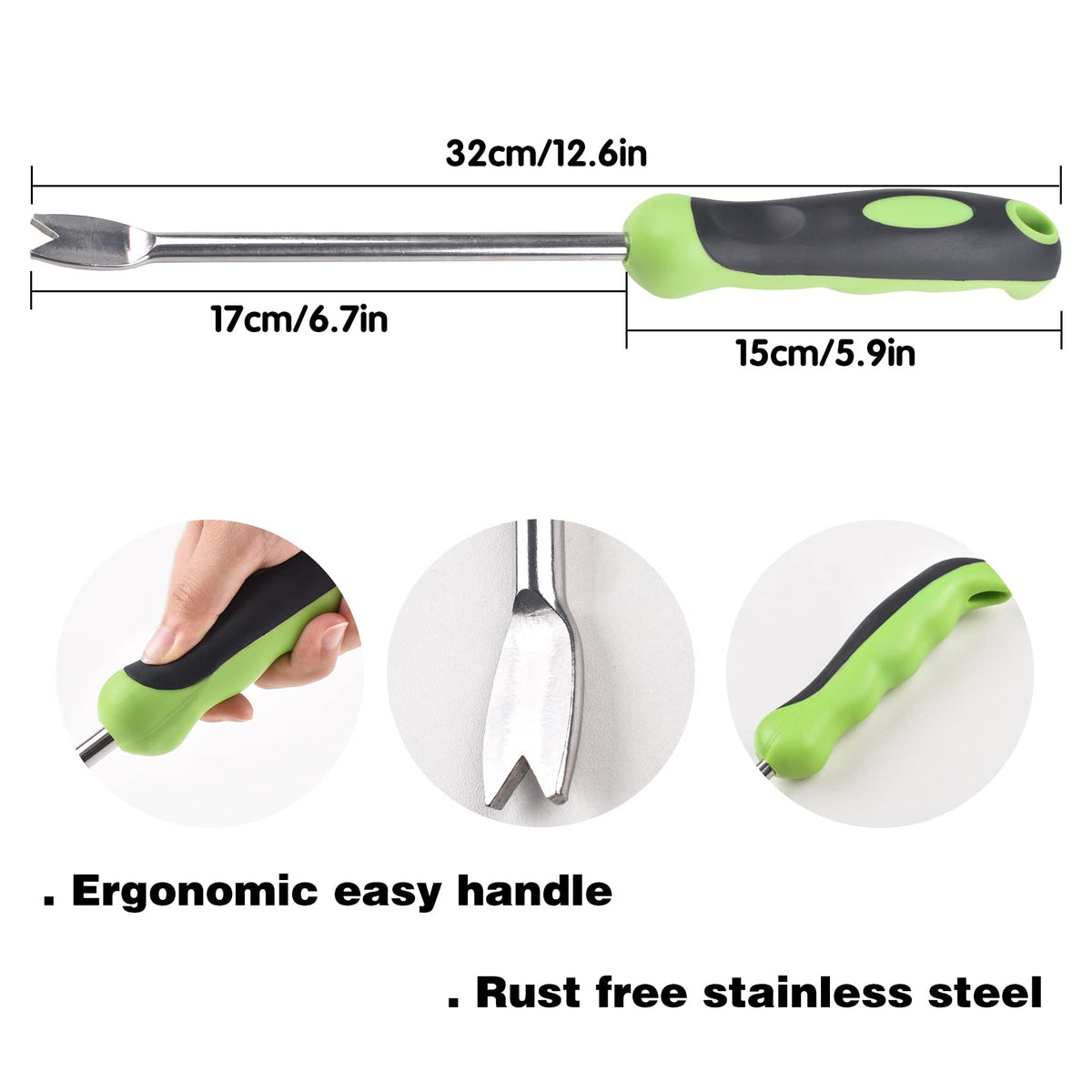NANAOUS weed puller tool with rubber handle for comfortable gripping during weeding