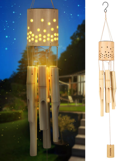 Nanatoc bamboo wind chimes outdoor six tubes for tranquil acoustics.