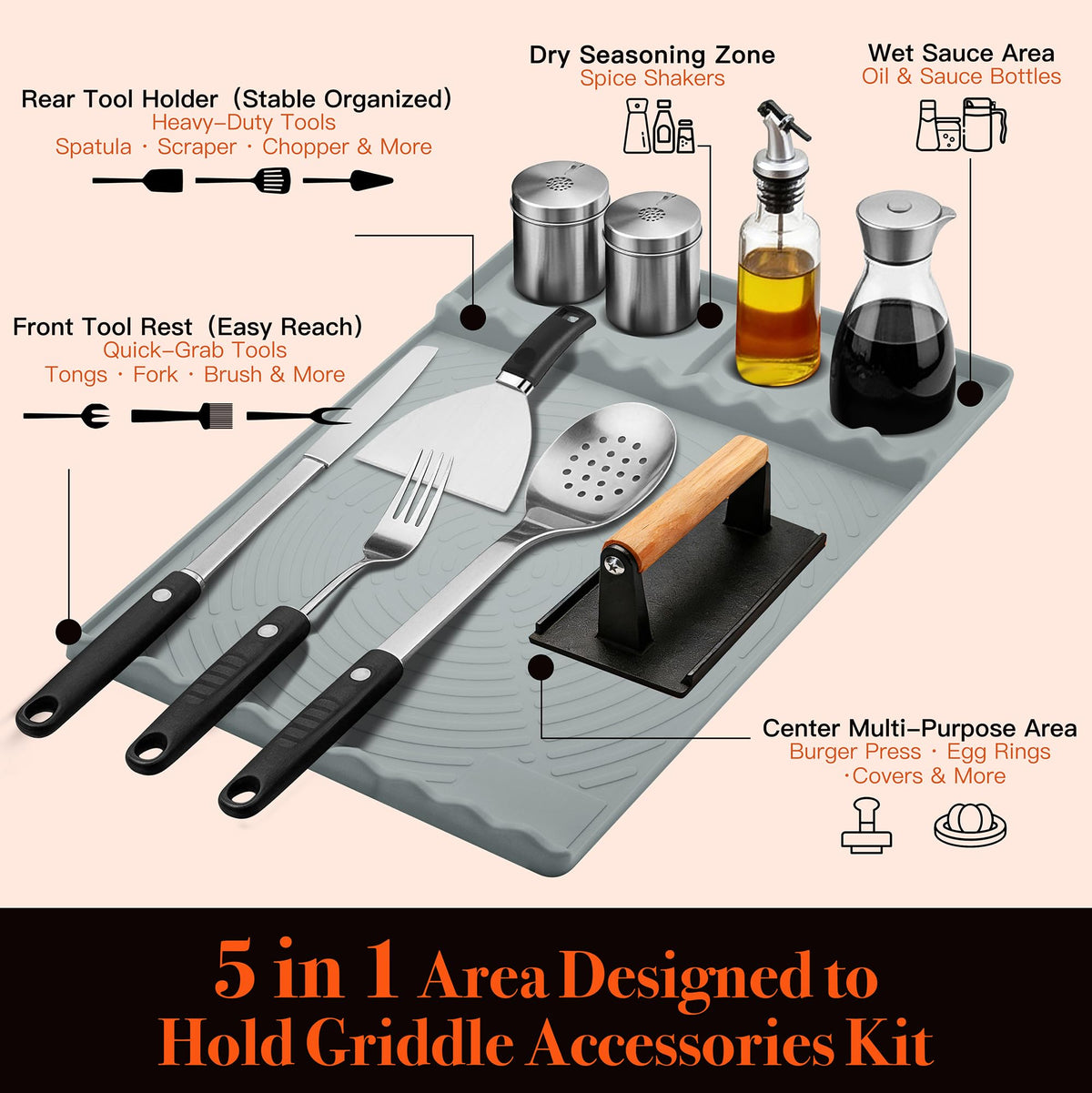 NancyL silicone mat rear-holder provides space for heavier flat-top accessories.