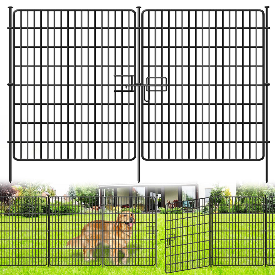 NANYEZH 10-panel no-dig fence with gate enables quick yard setup.