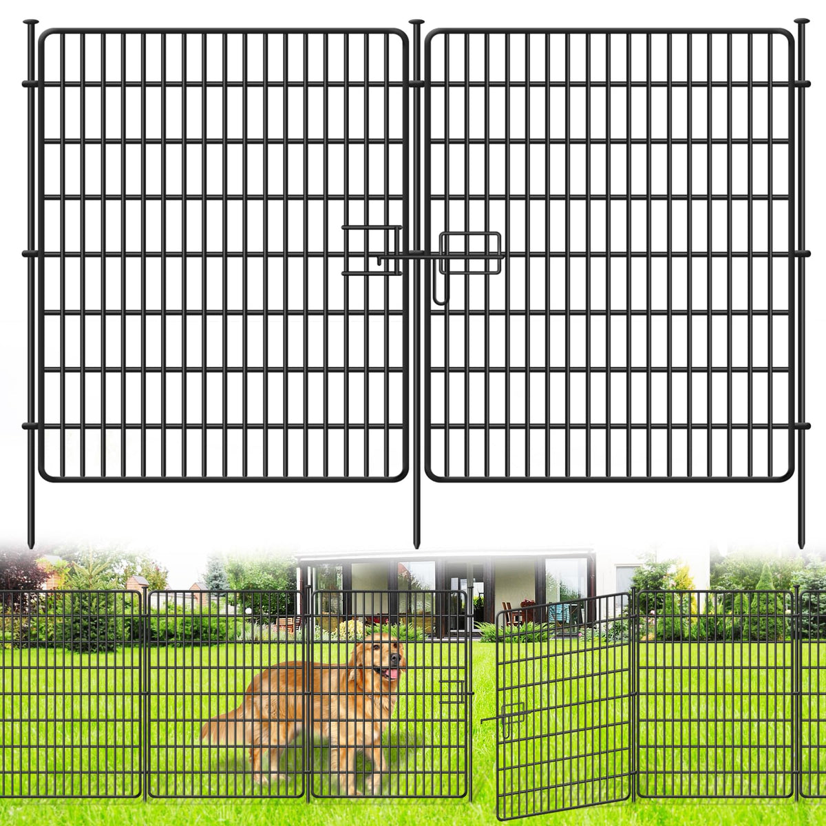 NANYEZH 10-panel no-dig fence with gate for quick outdoor access