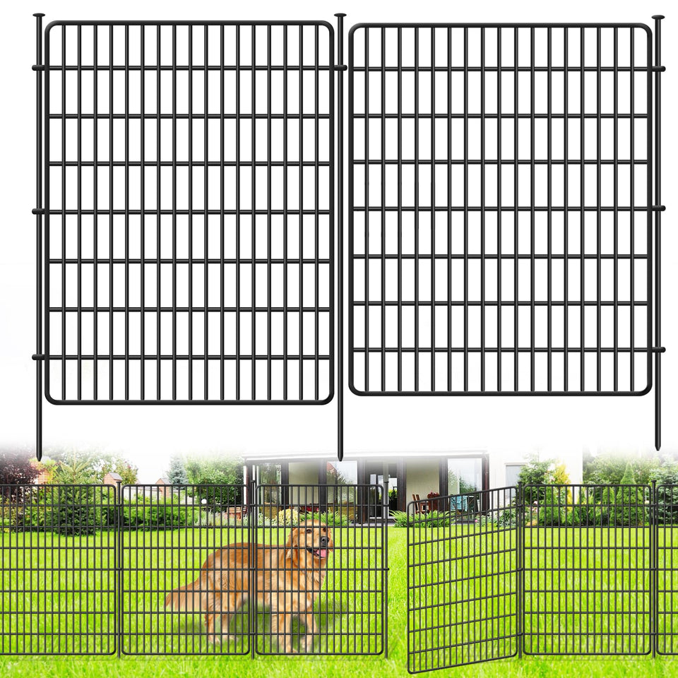 NANYEZH no-dig fence panel in black borders the garden for a durable boundary
