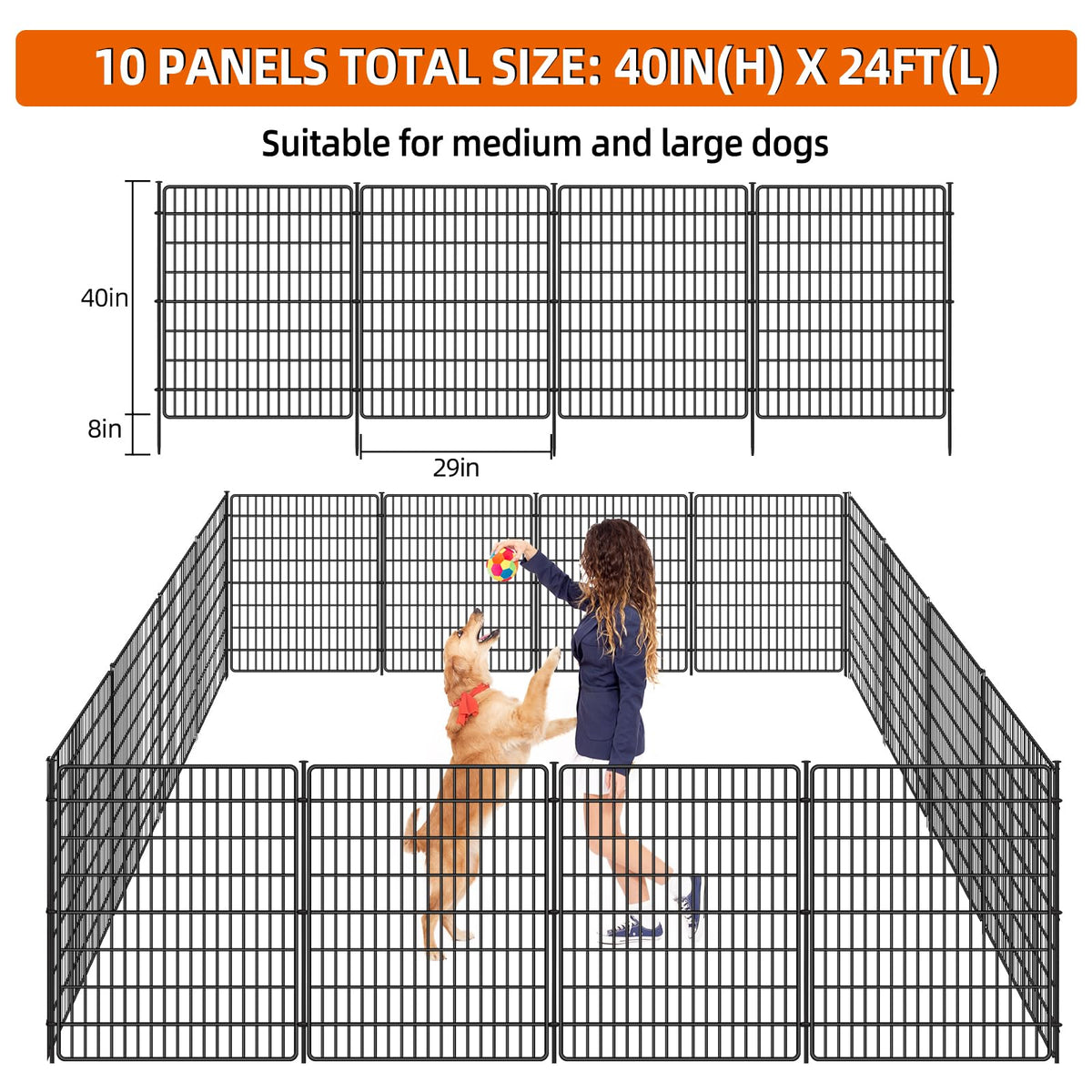 NANYEZH rustproof metal fence panels offer durable garden boundary for pets.