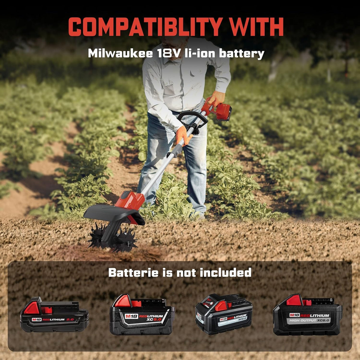 NAOKEV cordless tiller safety switch prevents accidental activation during work
