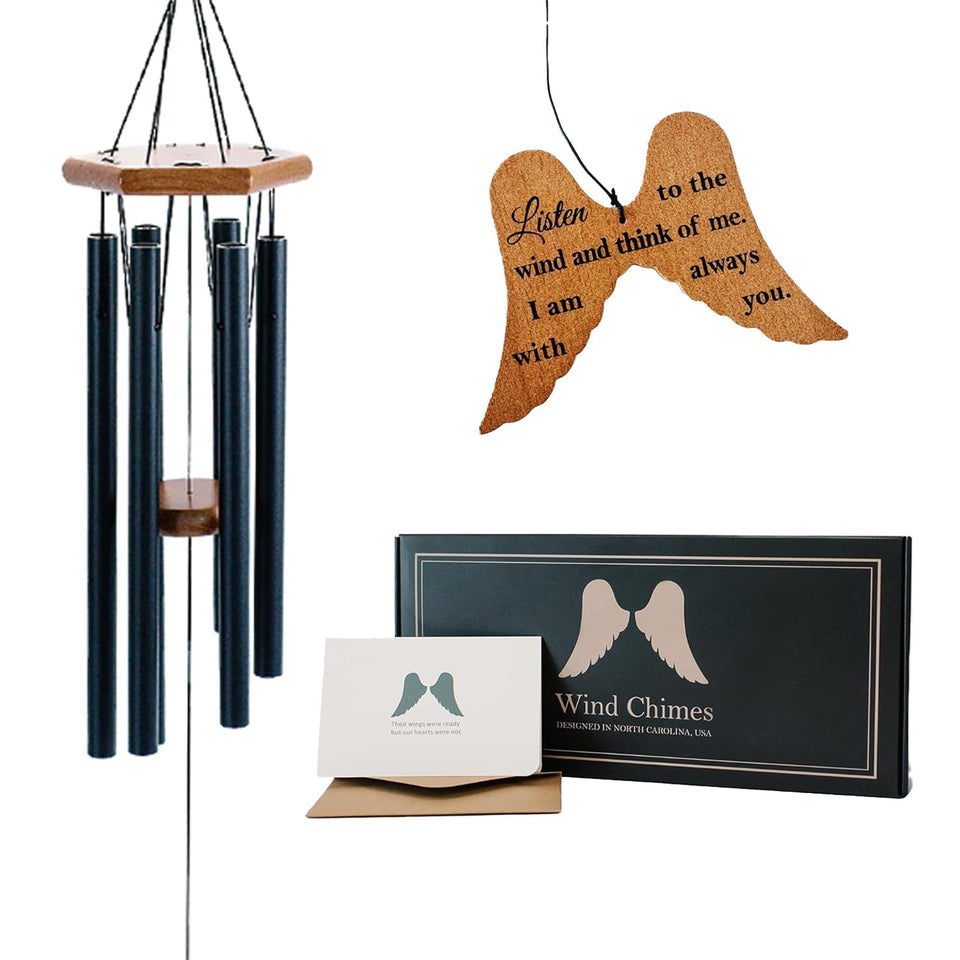 Naomi Catherine Designs memorial wind chimes Angel Wing close-up showing craftsmanship and tone.