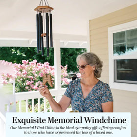 Naomi Catherine Designs memory garden display of memorial wind chimes for loved one.