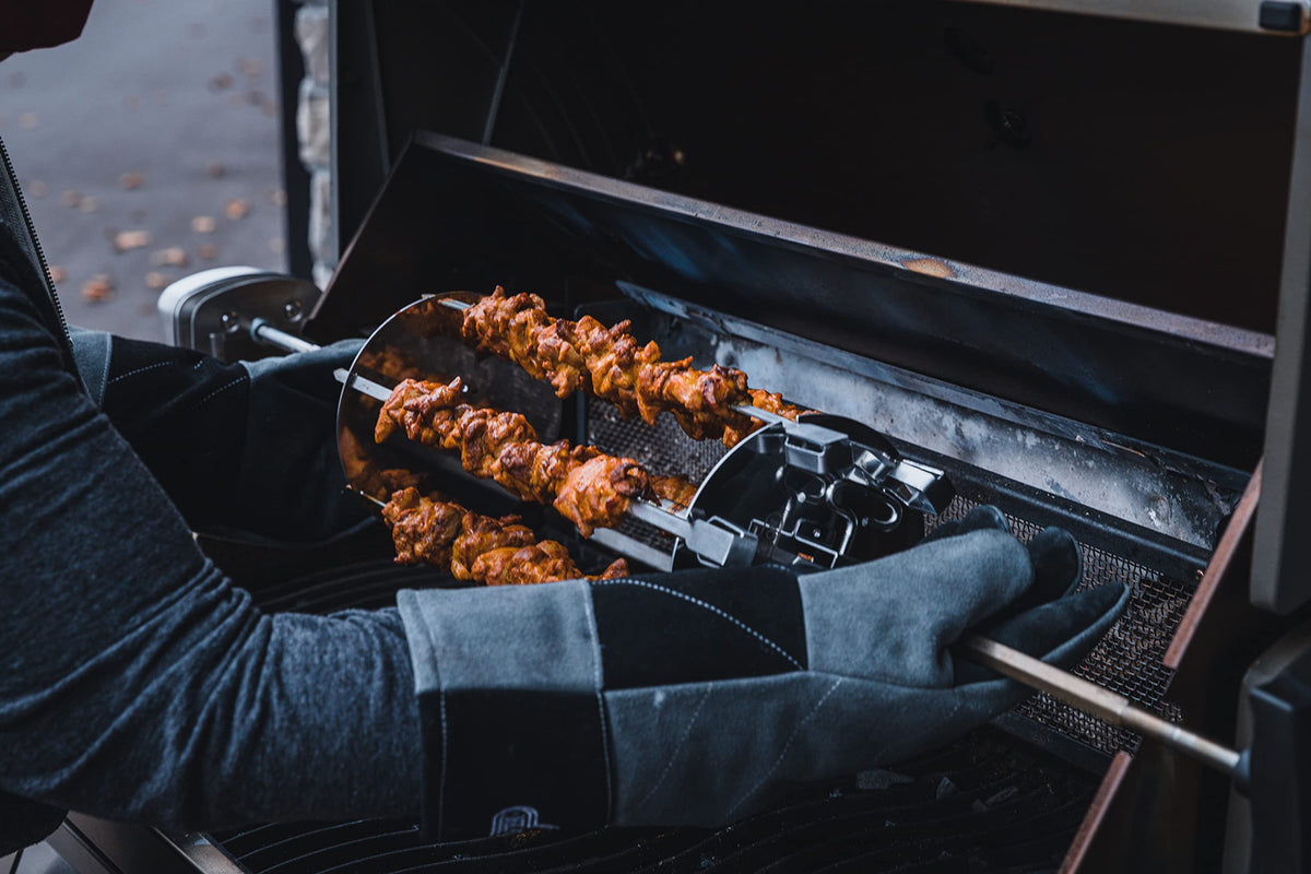 Napoleon fits most spit rods for versatile grilling with kebabs