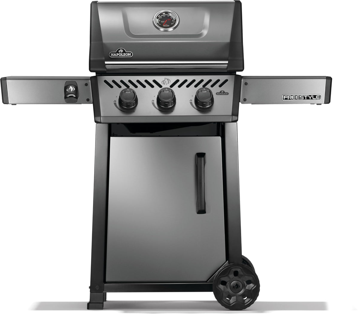 Napoleon Freestyle 365 graphite assembly shows compact design for outdoor grilling