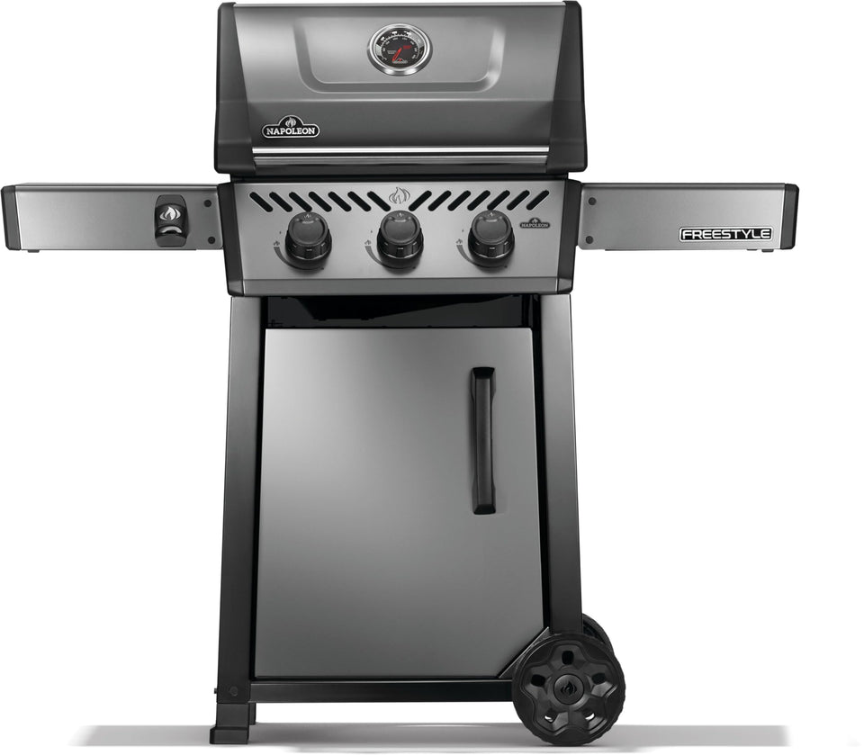 Napoleon Freestyle 365 graphite assembly shows compact design for outdoor grilling