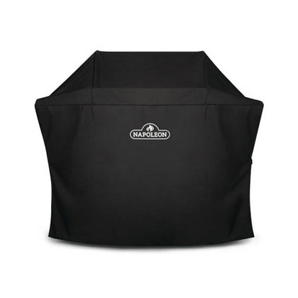 Napoleon Freestyle Shelves Up grill cover shields against rain and sun.