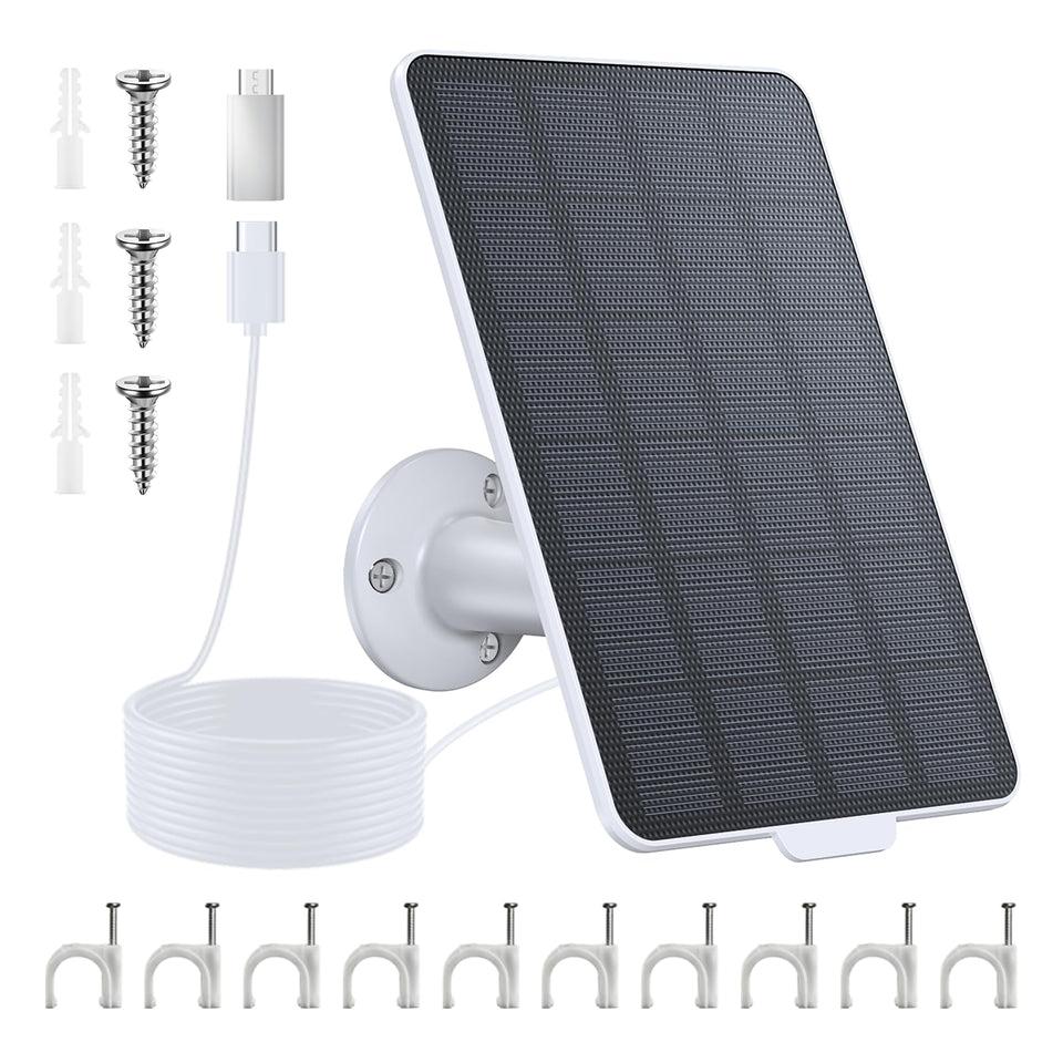 Naseto 3W solar panel for battery cameras, steady charging in daylight.