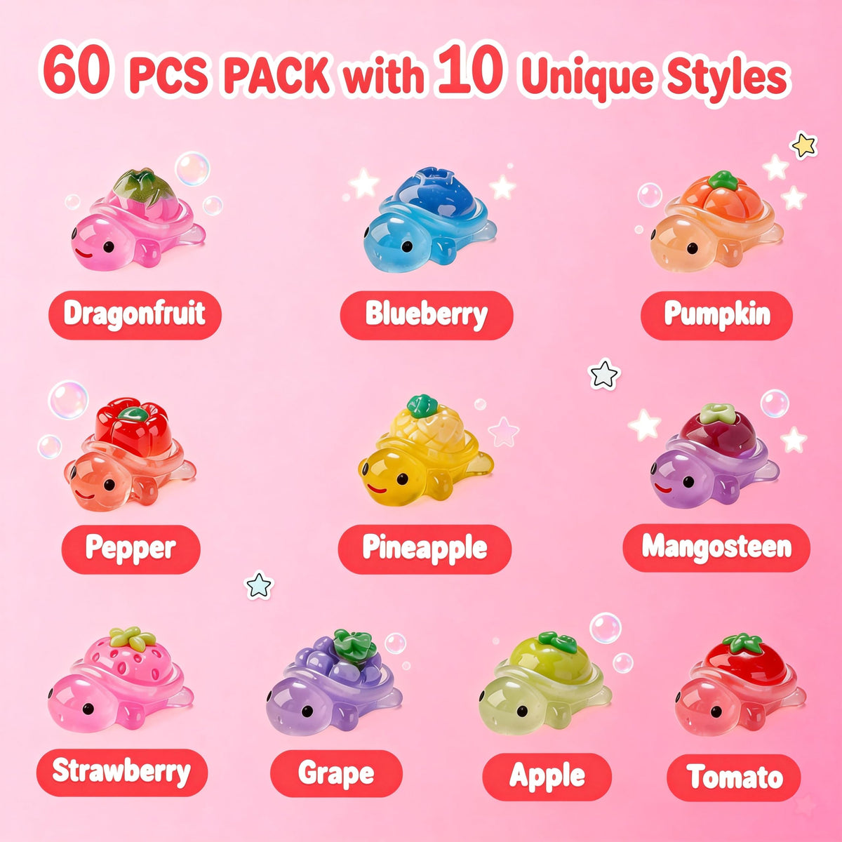 Nashibowu mini resin turtle strawberry shell adds vibrant color to crafts