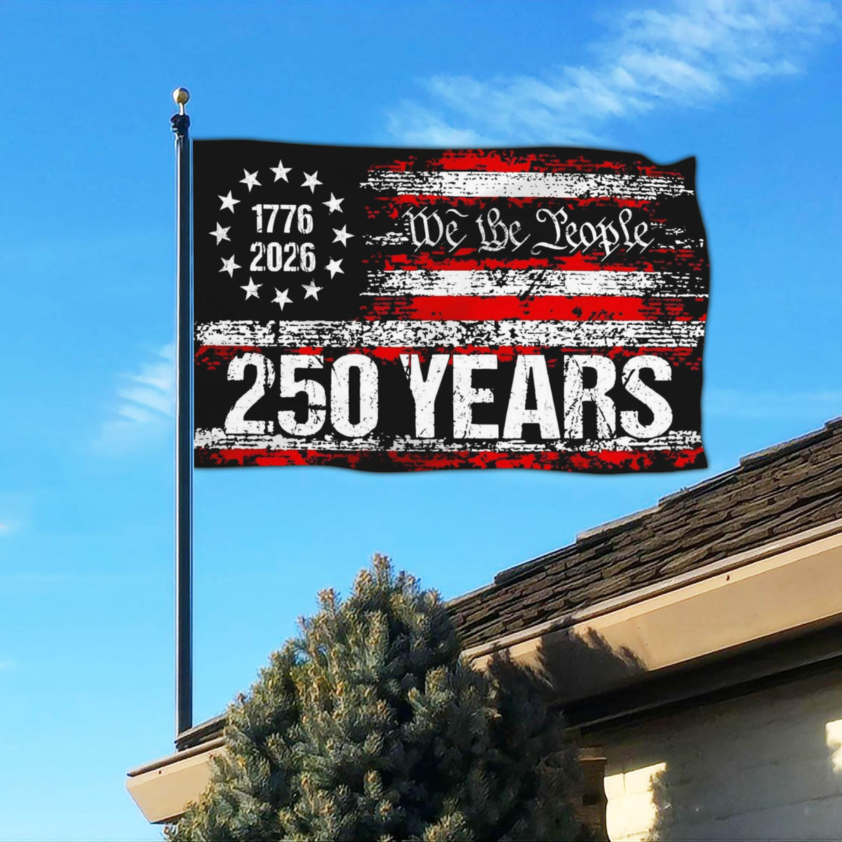 NASIAN 250-year flag brass grommets ensure secure mounting.