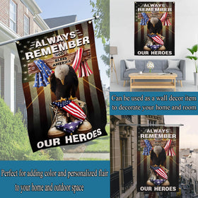 NASIAN Always Remember Our Heroes flag close-up stitching shows durable edges.