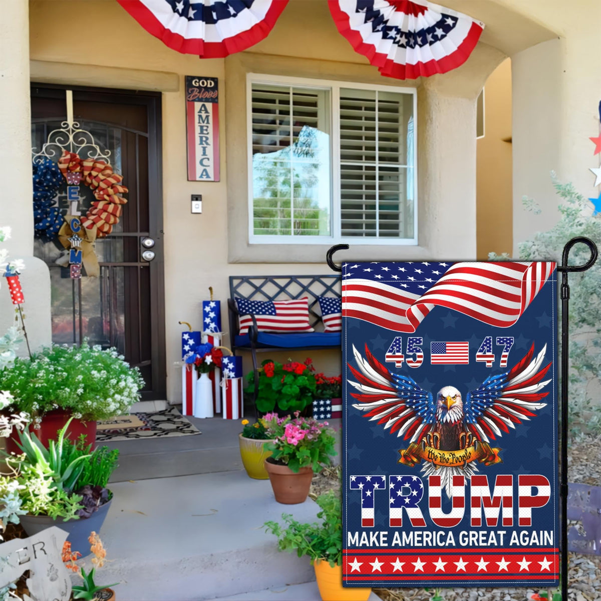 NASIAN bald eagle yard flag 3x5ft, weather-ready for outdoor patriotism.