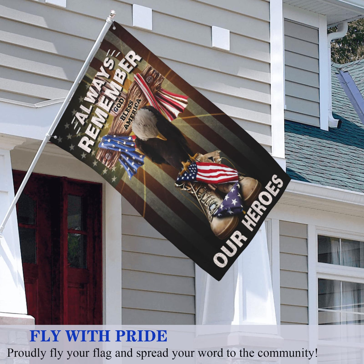 NASIAN memorial day flag with sturdy brass grommets for easy mounting.