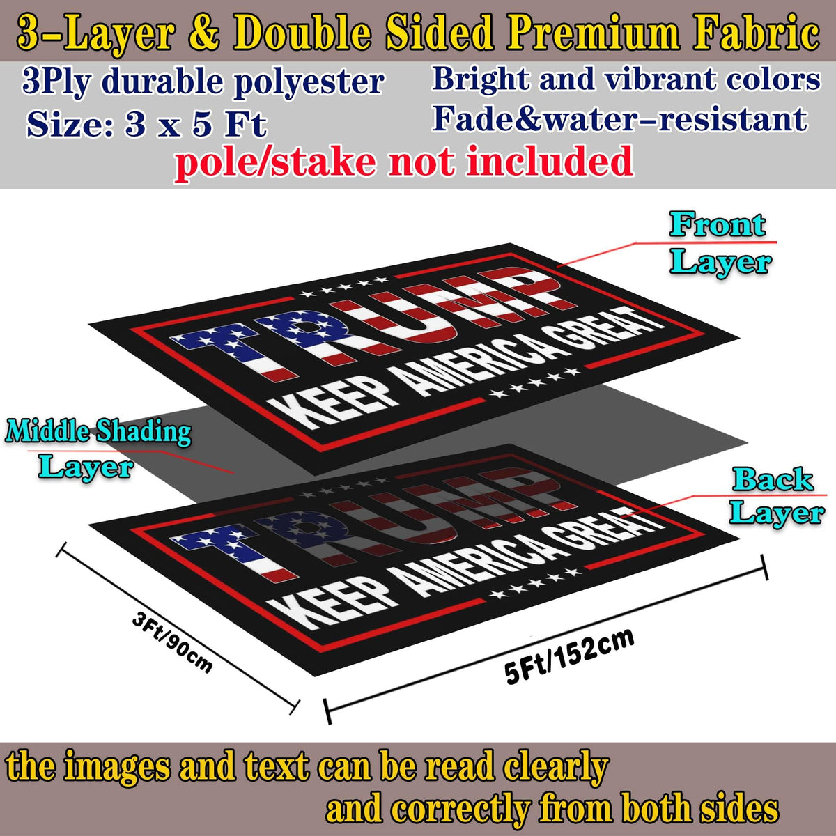 NASIAN flag waterproof and UV-coated polyester resists fading in sun