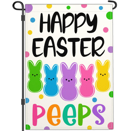 NASIAN Happy Easter Peeps flag 12x18 welcoming guests with bright yard decor.