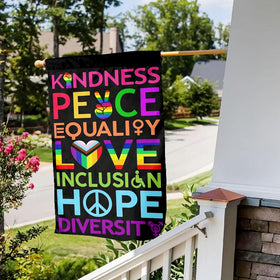 NASIAN inclusive love flag, bold Pride message enhances curb appeal.