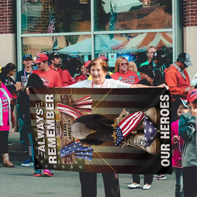 NASIAN memorial day banner remains readable from both sides for visibility.