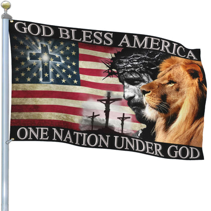 NASIAN One Nation Under God flag 3x5 outdoor design for garden decor and patriotism.