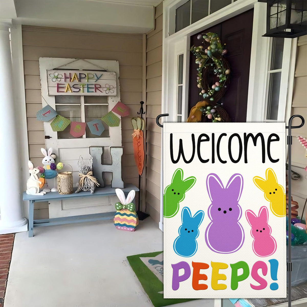 NASIAN Outdoor Easter yard flag, 3-ply polyester for durable seasonal use.