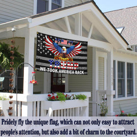 NASIAN Patriotic flag showing brass grommets for secure hanging