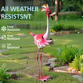 Natelf flamingo lawn sculpture stands tall as a focal point