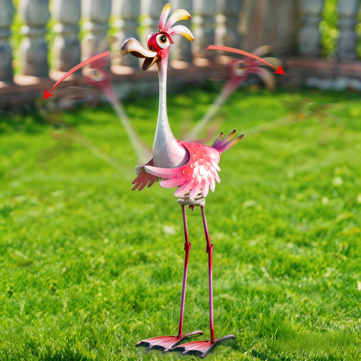 Natelf flamingo metal yard art adds vibrant color to outdoor gardens