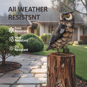 Natelf garden owl with stable base and stake prevents toppling