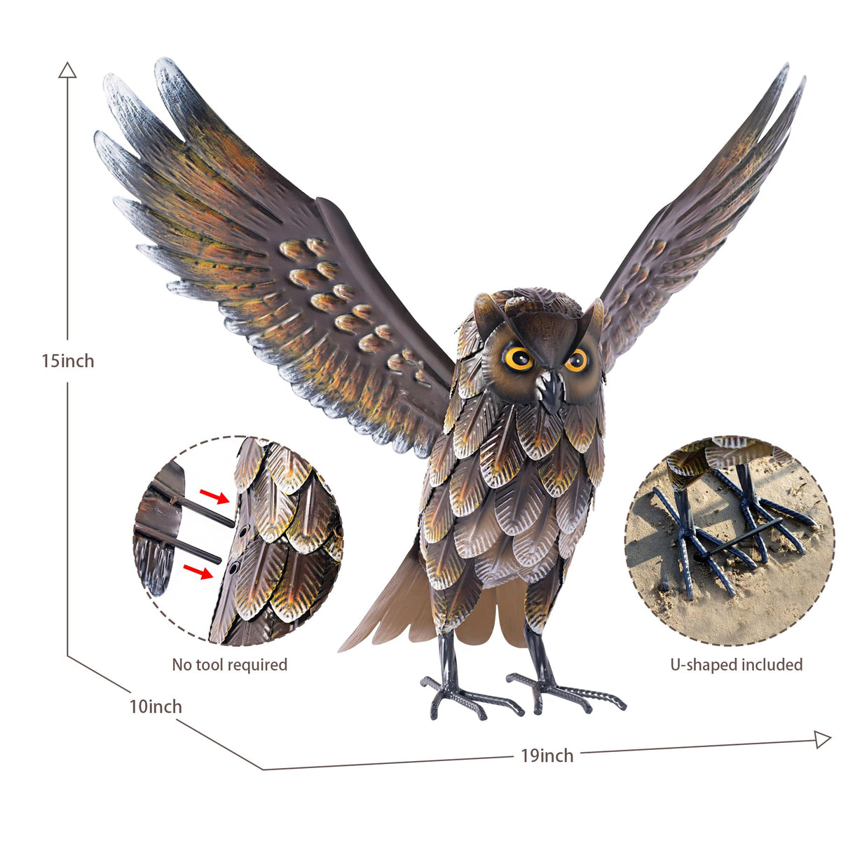 Natelf outdoor owl decor with weather-resistant paint for all seasons.