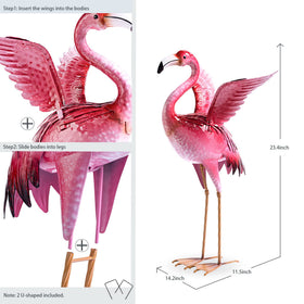 Natelf patio flamingo sculpture measures 11.4x14.2x23 inches for versatile lawn decor.