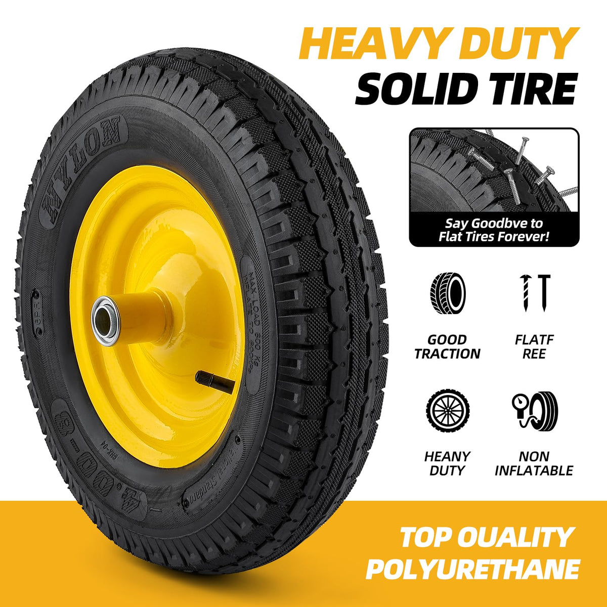 National Standard hand truck tire assembly ready for replacement.